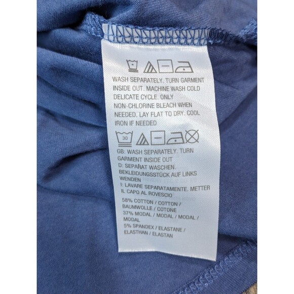 NWOT Belle Kim Gravel Slub Knit Double Ruffle V-Neck Top Indigo Sz M 229 - Picture 7 of 8